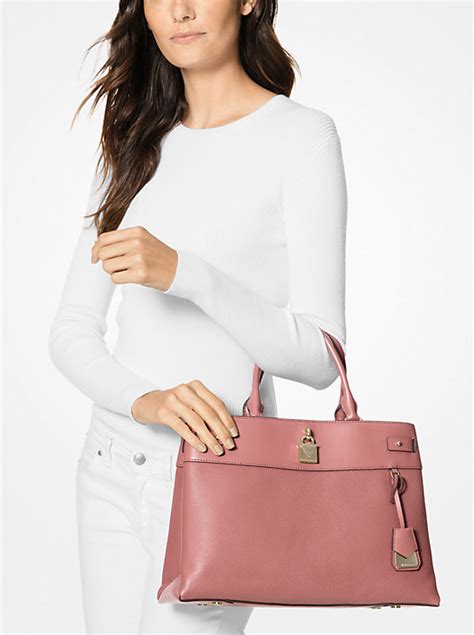 michael michael kors gramercy polished leather satchel in oxblood|Gramercy Large Pebbled Leather Satchel .